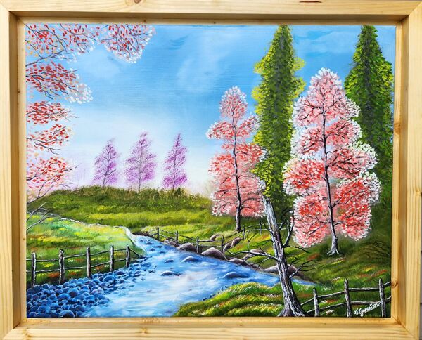 Spring landscape painting